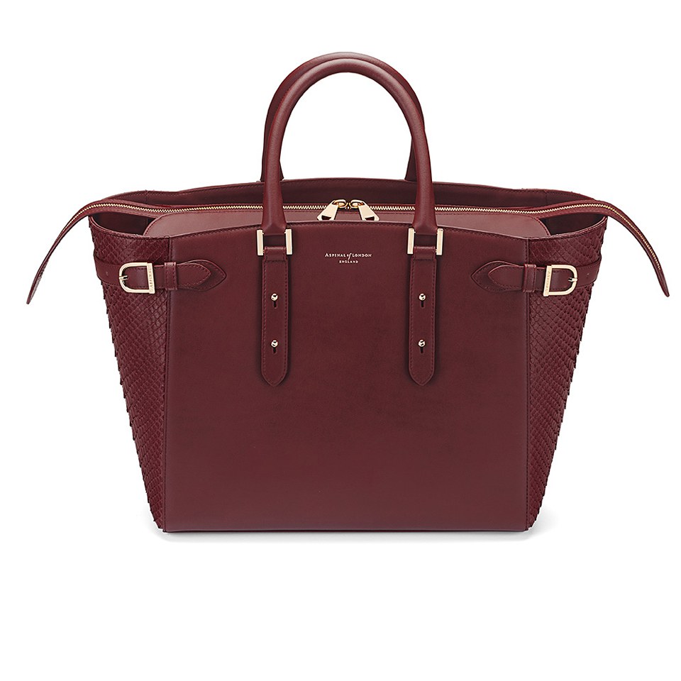 Aspinal of London Marylebone Tote Bag - Burgundy Python