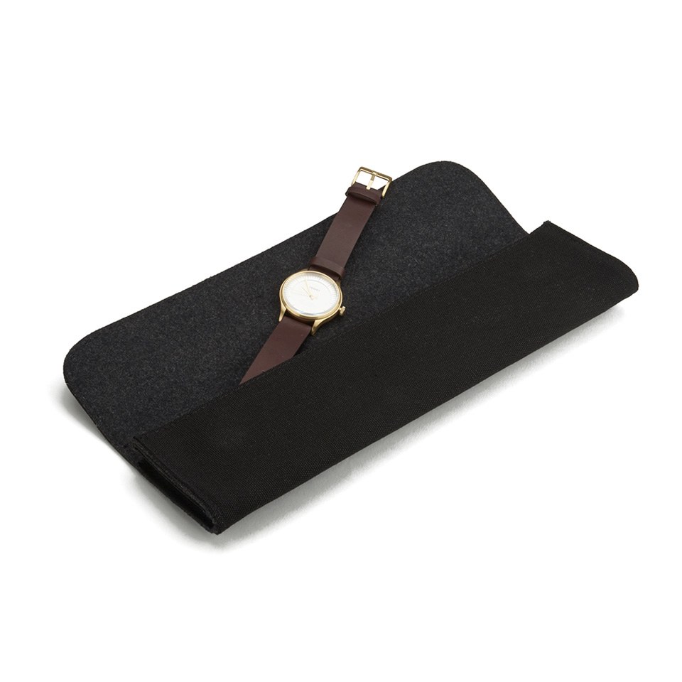 Tsovet Men's Simple Gold Face Leather Strap Watch - Brown