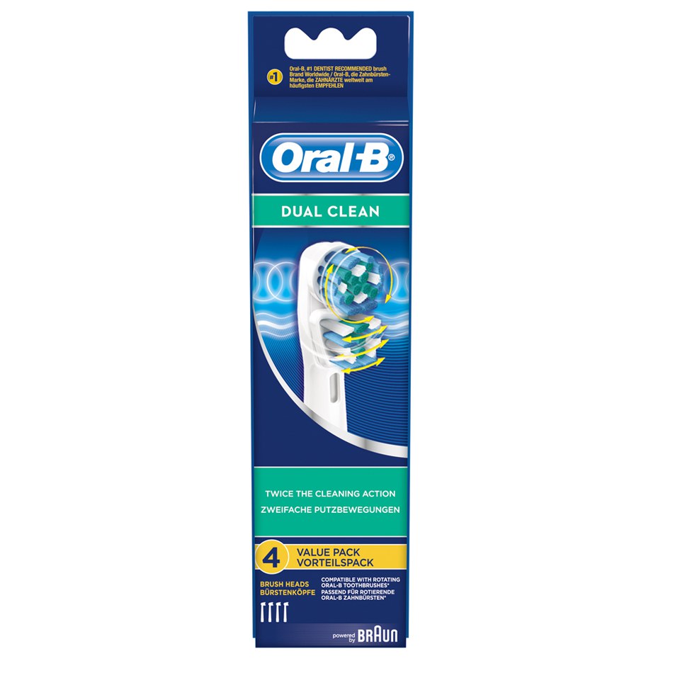 Oral B Dual Clean Toothbrush Head Refills (x4)