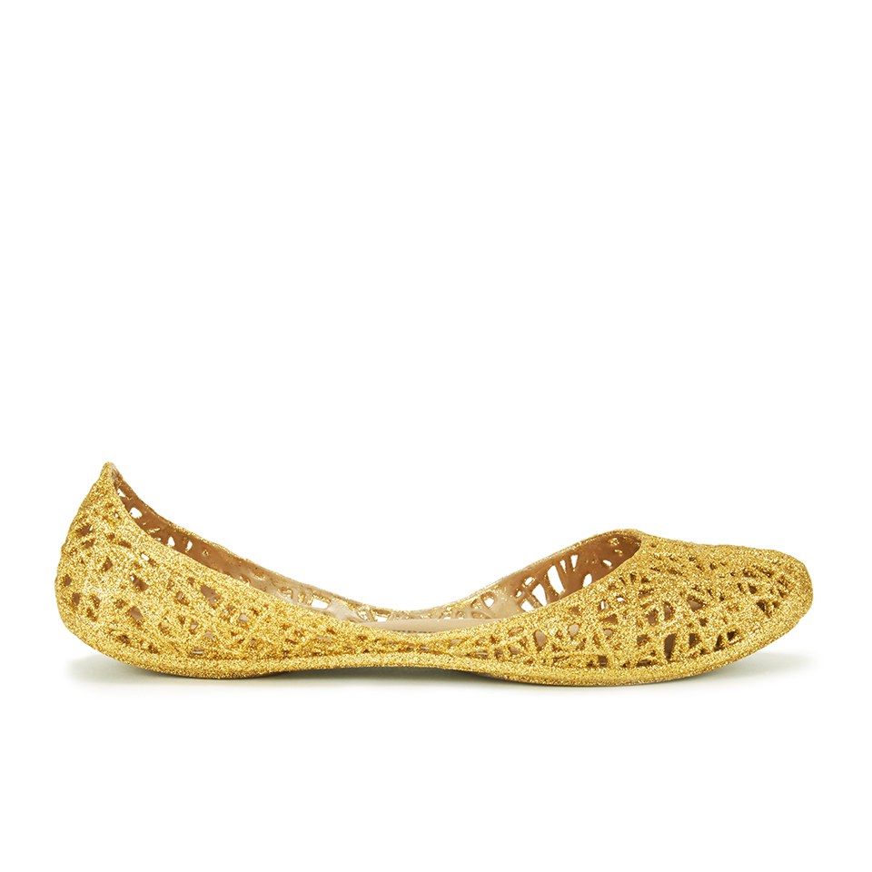 Melissa Women s Campana Zig Zag 14 Ballet Flats Gold Glitter
