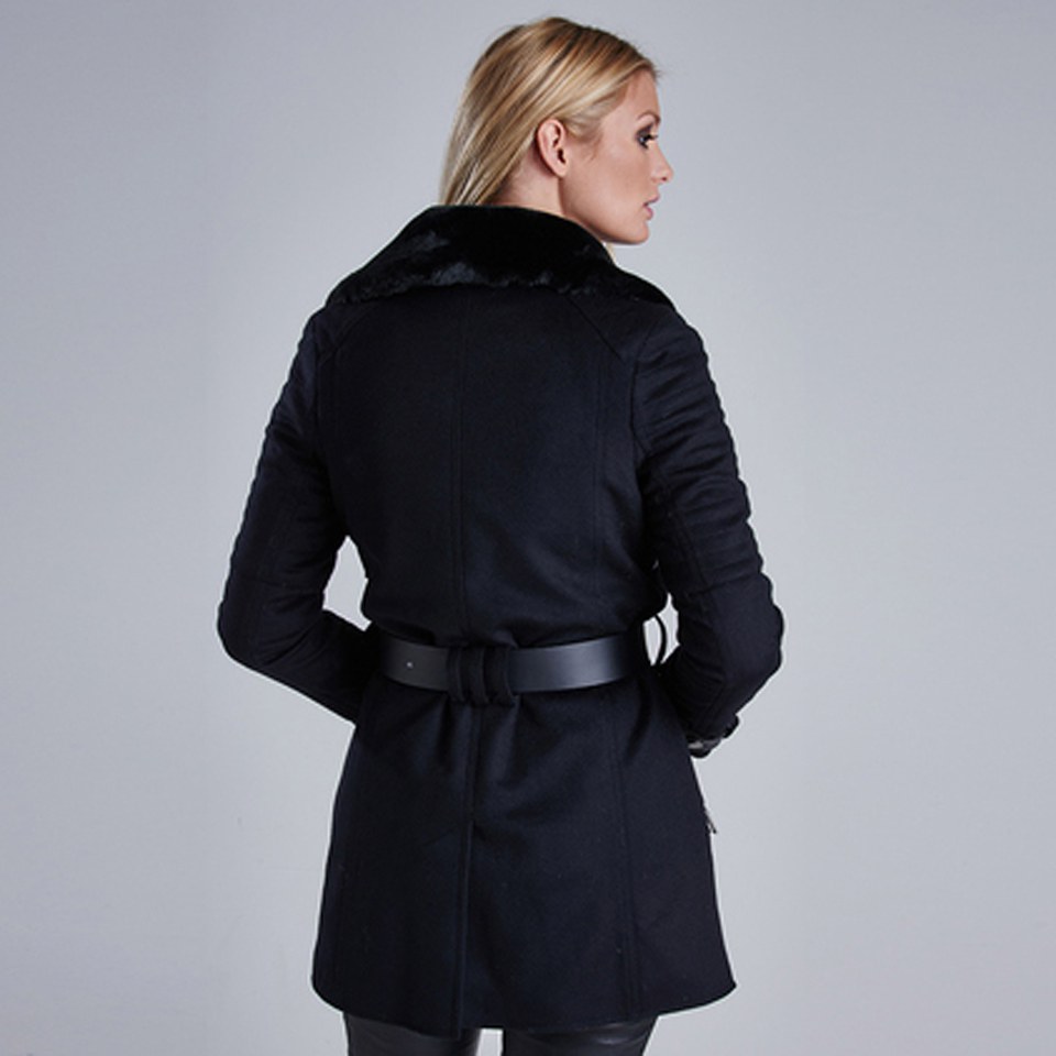 Barbour International Women s Valve Trench Wool Coat Black Coggles