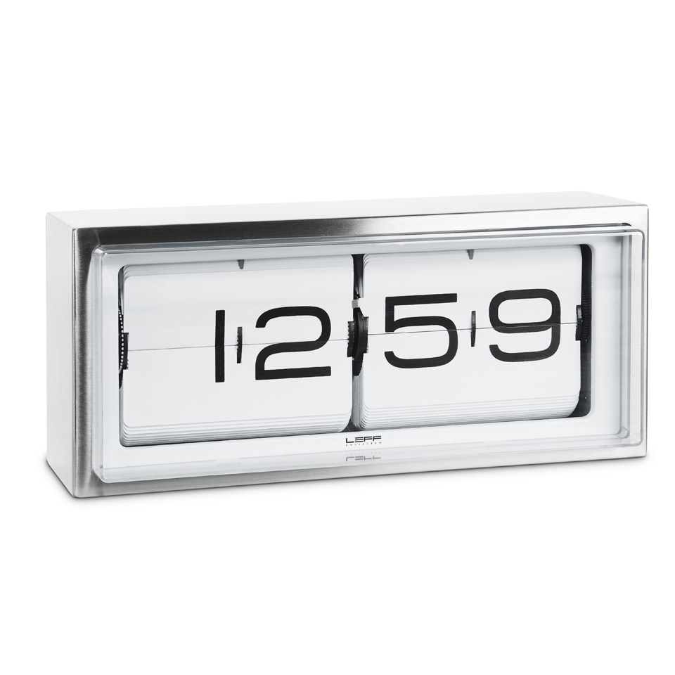 LEFF Amsterdam Brick Stainless Steel 24H Wall/Desk Clock - White