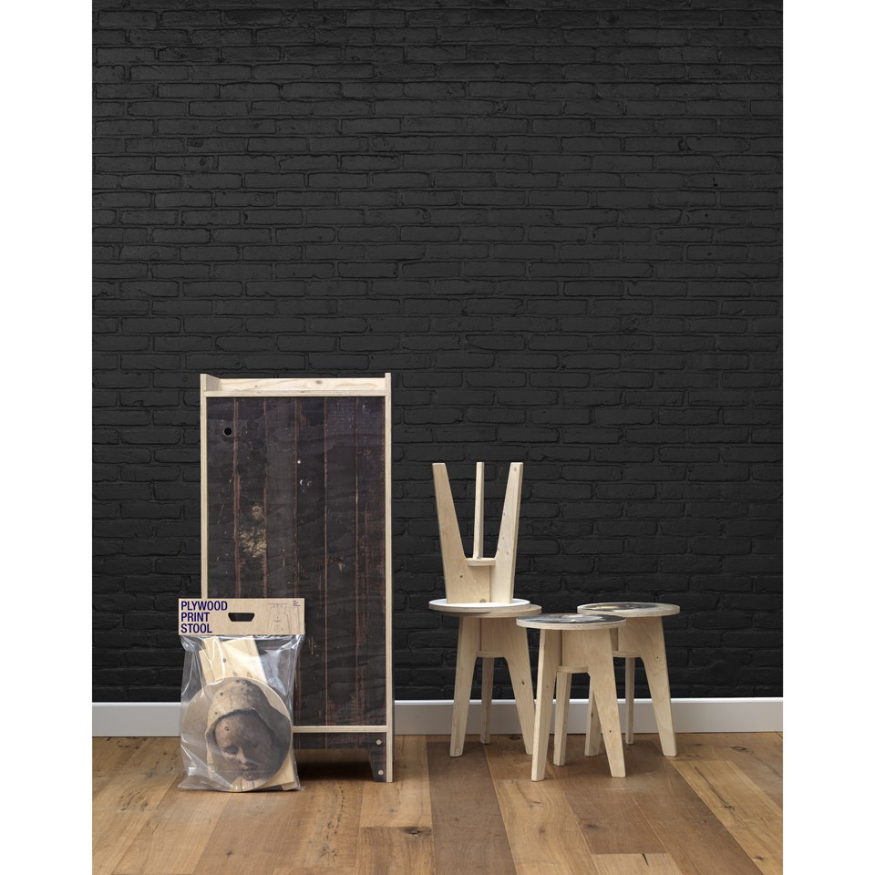 NLXL Black Brick Wallpaper by Piet Hein Eek - Black