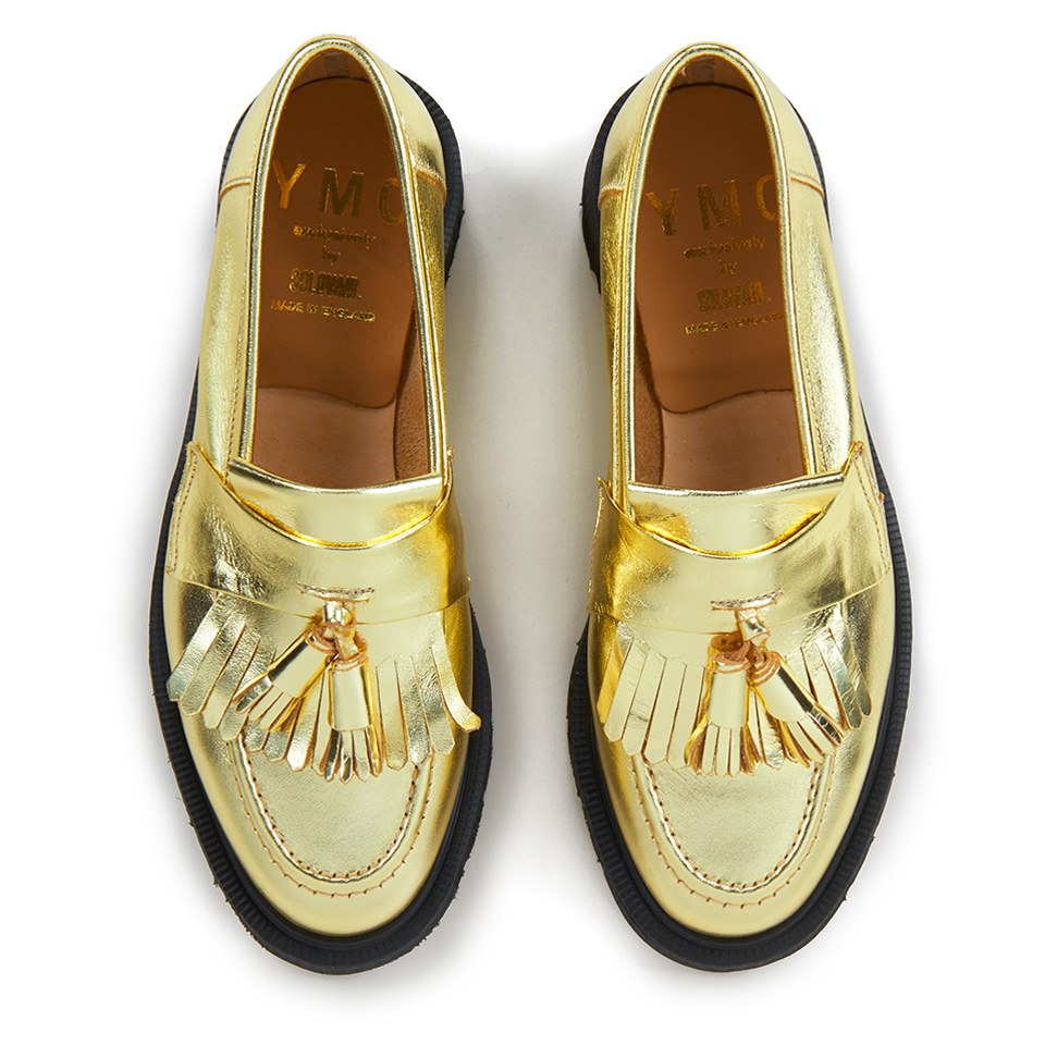 YMC Women's Solovair Leather Tassel Loafers Gold Leather FREE UK