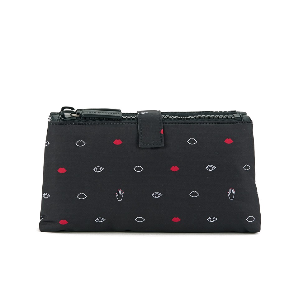 Lulu Guinness Women's Double Medium Mini Icons Make Up Bag - Black