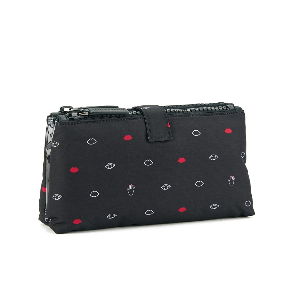 Lulu Guinness Women's Double Medium Mini Icons Make Up Bag - Black