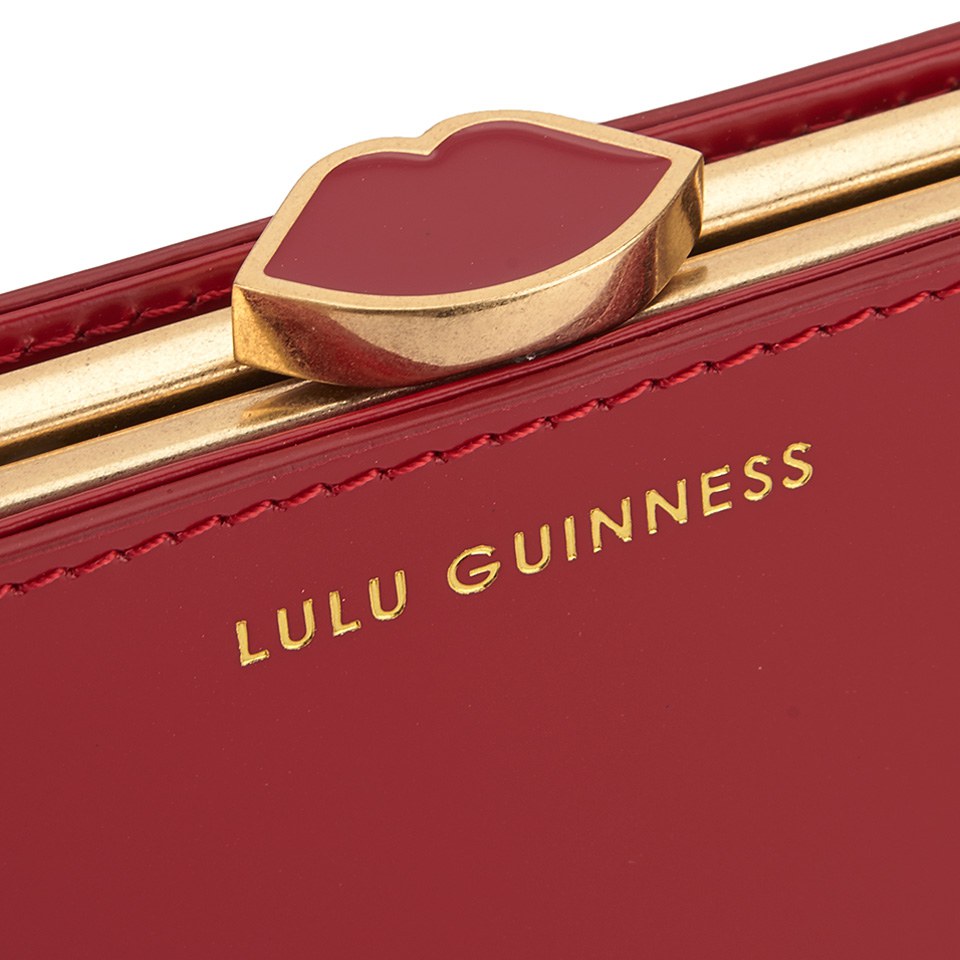 Lulu Guinness Women's Flat Frame Large Polished Calf Leather Purse - Red
