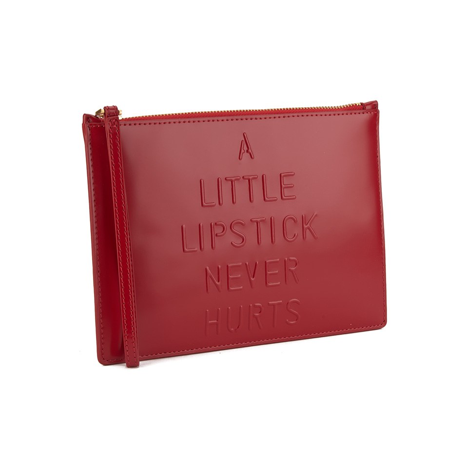 Lulu Guinness Women's Medium Grace Lipstick Never Hurts Polished Calf Leather Clutch Bag - Red