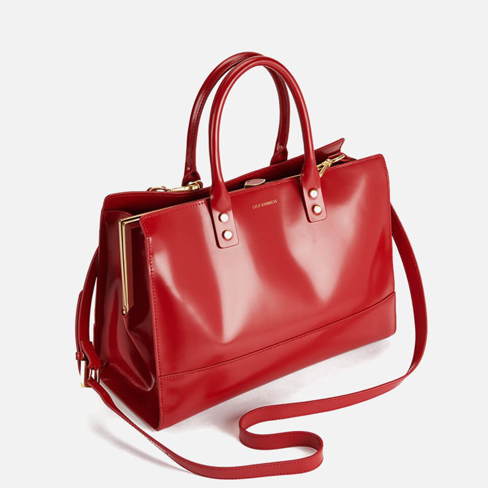 Lulu Guinness Women's Medium Daphne Polished Leather Tote Bag - Red