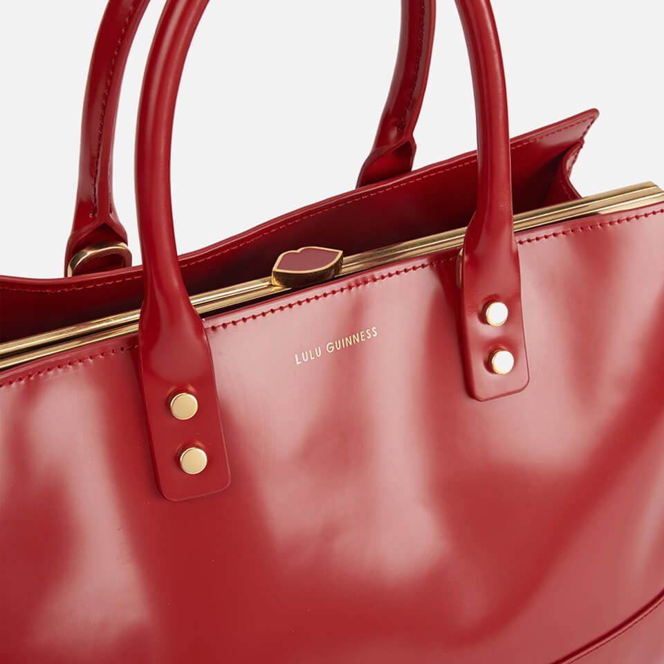 Lulu Guinness Women's Medium Daphne Polished Leather Tote Bag - Red