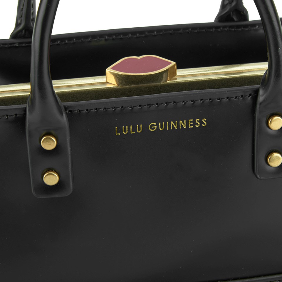 Lulu Guinness Women's Daphne Mini Polished Calf Leather Tote Bag - Black
