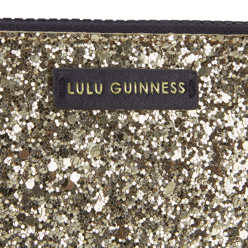 Lulu Guinness Women's Grace Medium Taped Face Glitter Clutch Bag - Gold