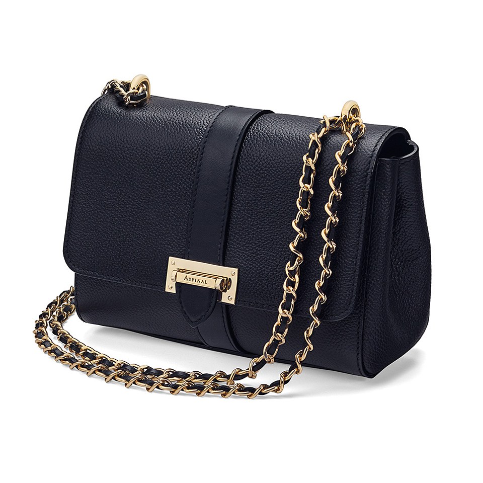 Aspinal of London Lottie Letterbox Chain Bag - Navy