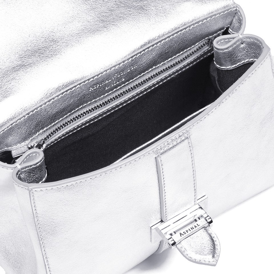 Aspinal of London Lottie Letterbox Chain Bag - Silver Smooth