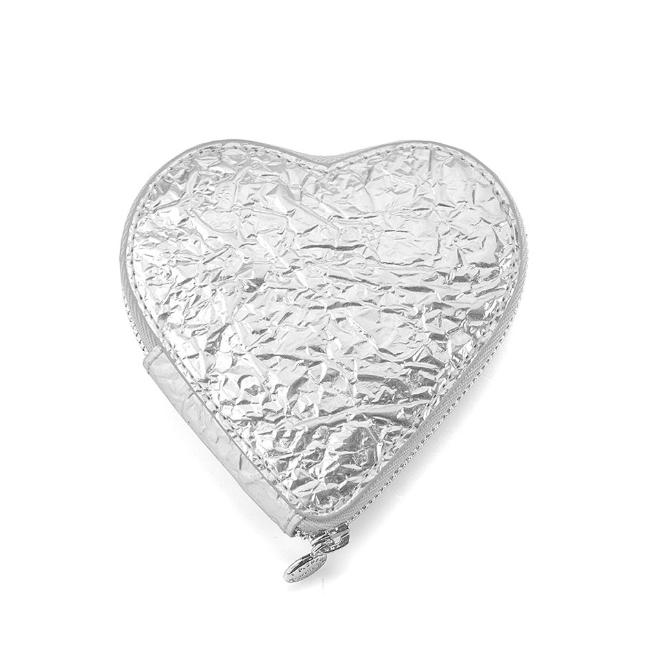 Aspinal of London Women's Heart Coin Purse - Silver Crinkle