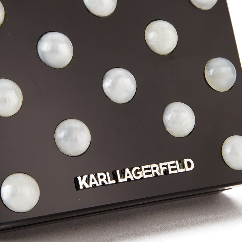 Karl Lagerfeld Women's Minaudiere Pearl Clutch - Black
