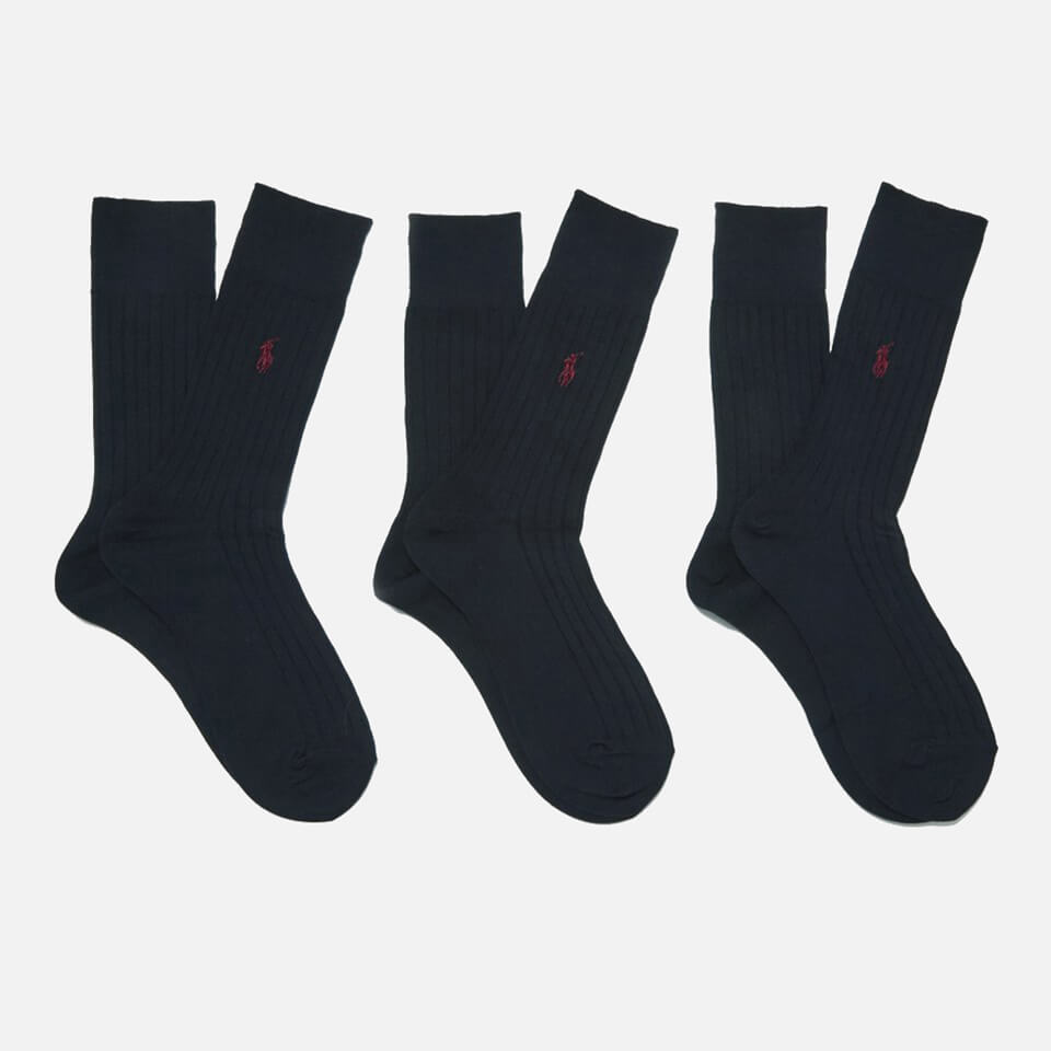 Polo Ralph Lauren Men s Egyptian Cotton Ribbed Socks 3 Pack Navy Allsole