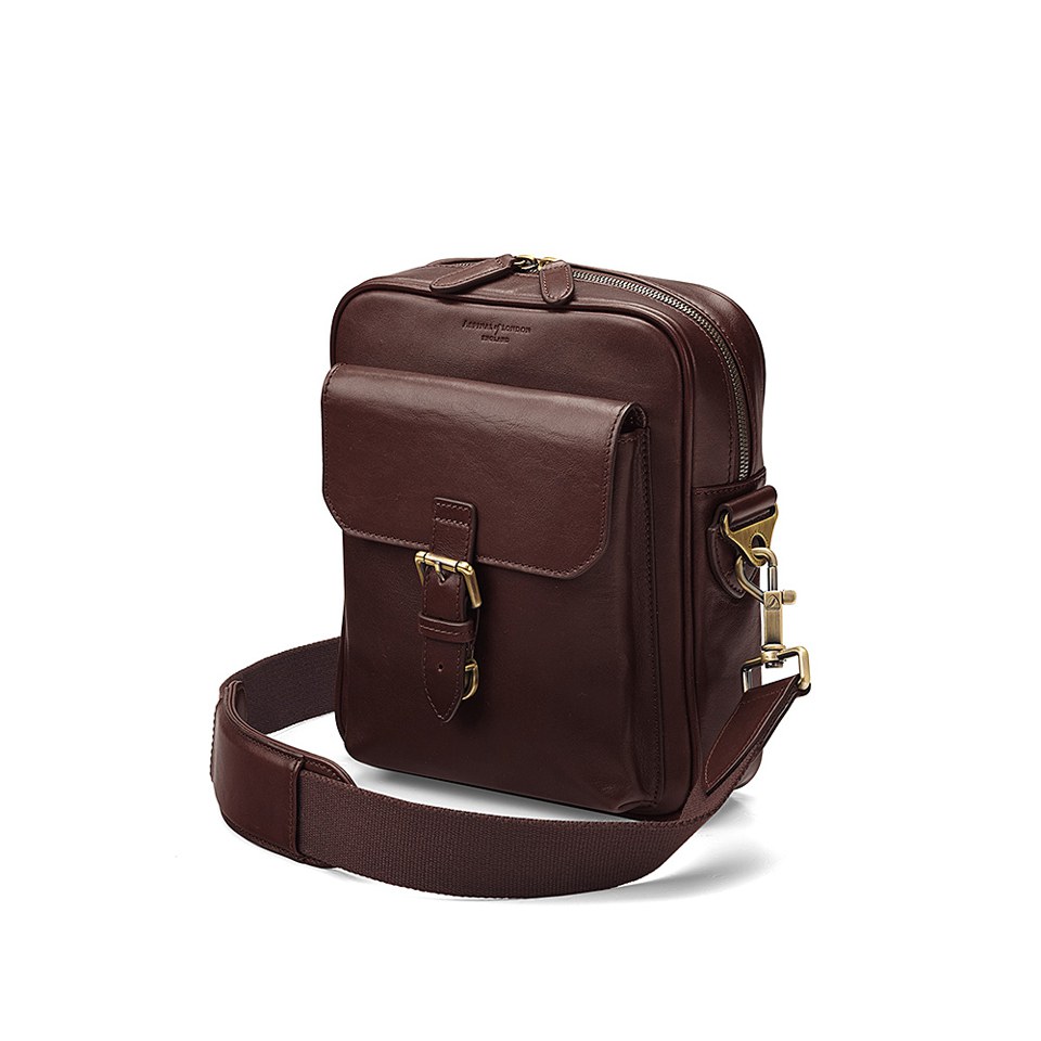 Aspinal of London Men's Harrison Small Messenger Bag - Chocolate EBL