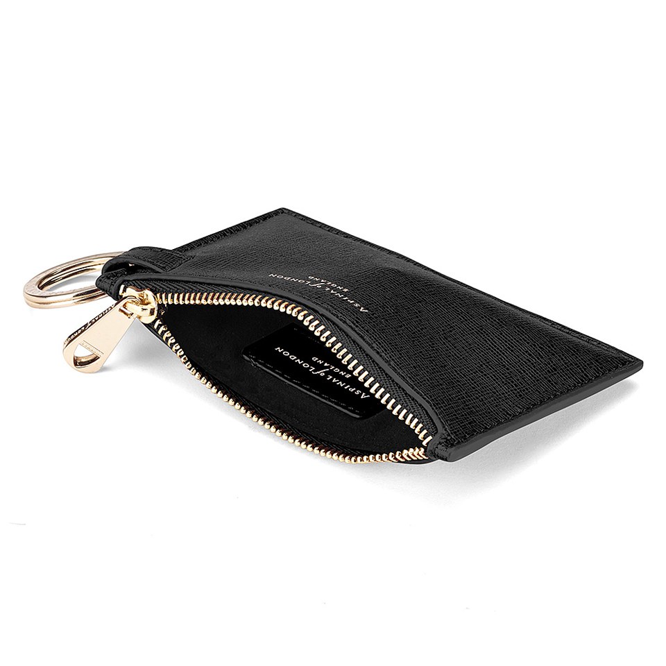 Aspinal of London Tracking Keyring in Zip Pouch - Black