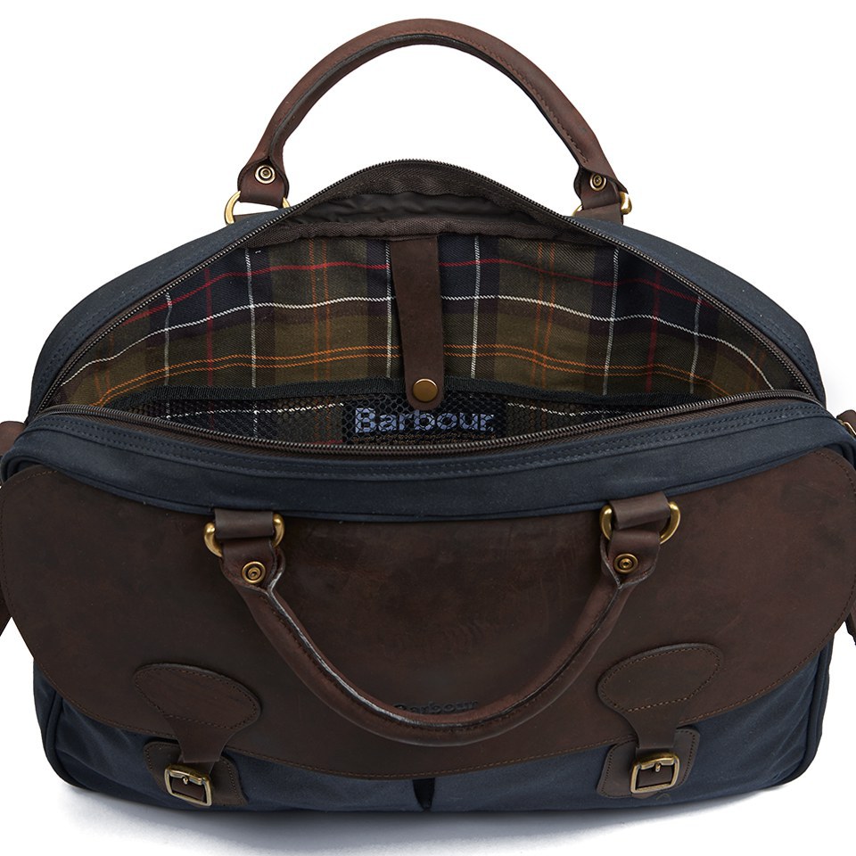 Barbour Men's Wax Leather Briefcase - Navy