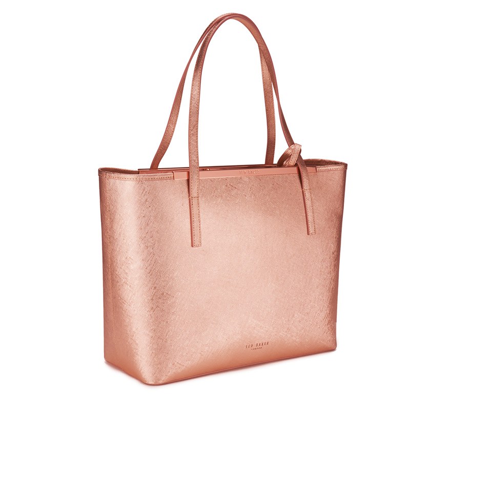 Ted Baker Women's Jasmena Crosshatch Shopper Bag with Embellished Clutch - Rose Gold