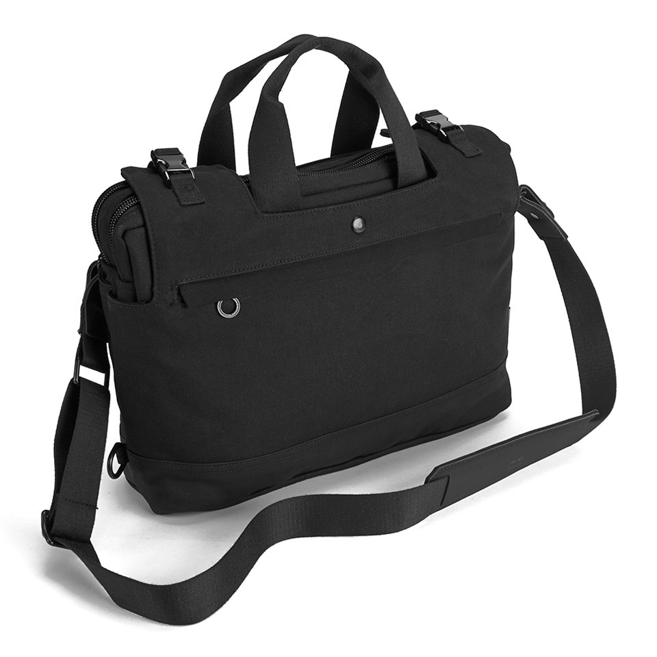C6 Men's Double Zip Laptop Bag - Black Canvas