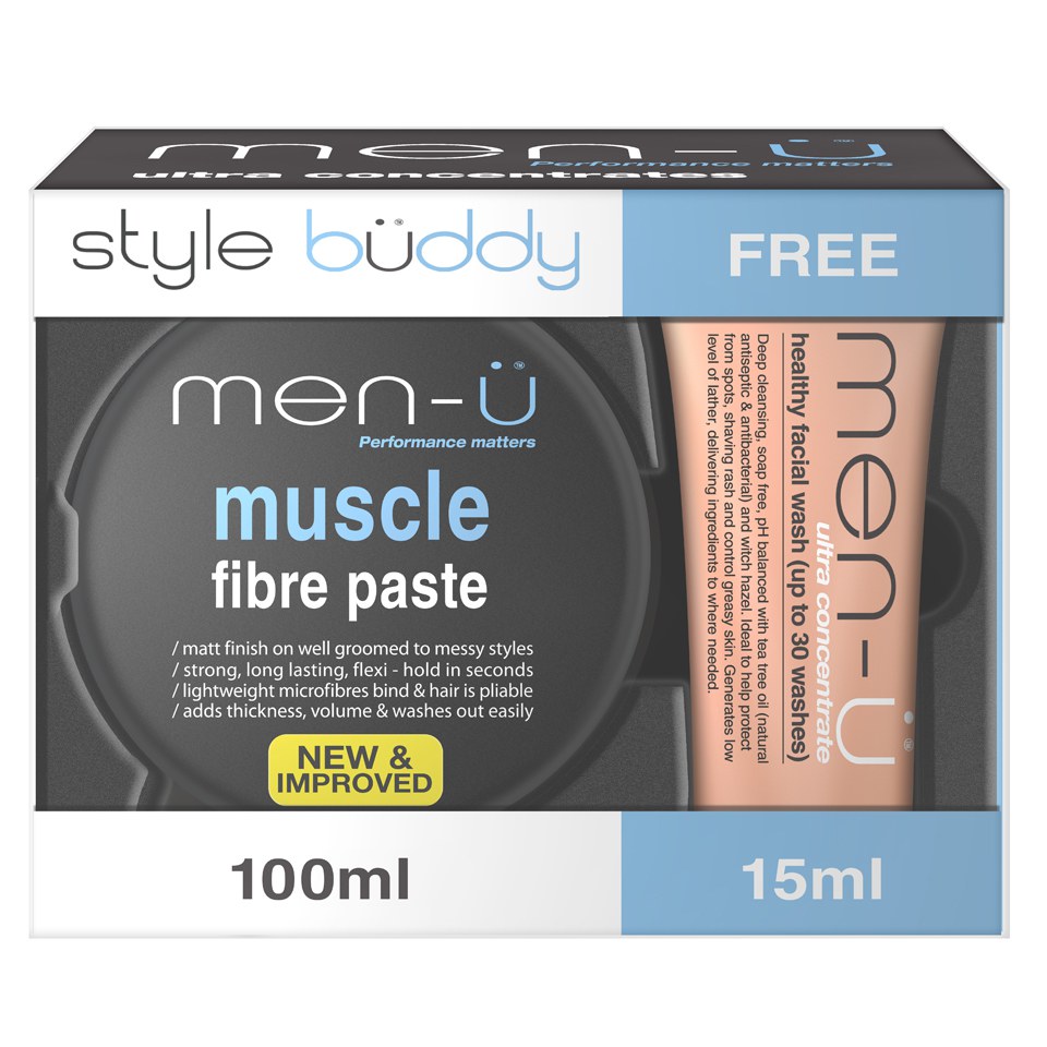 men-ü Men's Style Buddy Muscle Fibre Paste and Healthy Facial Wash Duo