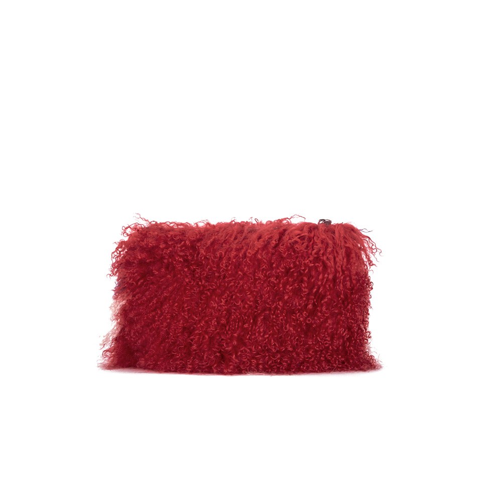 House of Holland Women's Fur Clutch with Chain - Maroon/Pink/Purple
