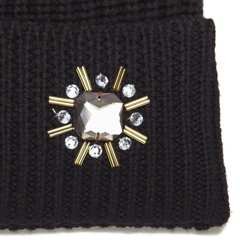 Markus Lupfer Women's Jewel Flower Beanie Hat - Black