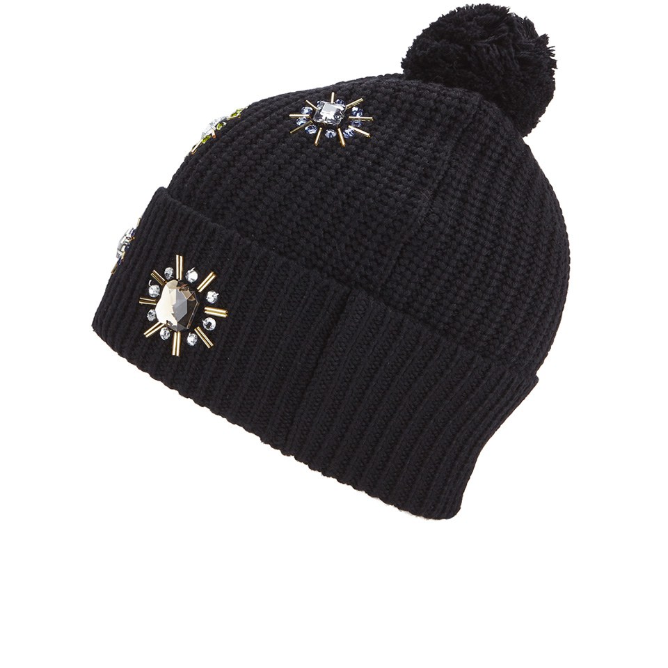 Markus Lupfer Women's Jewel Flower Beanie Hat - Black