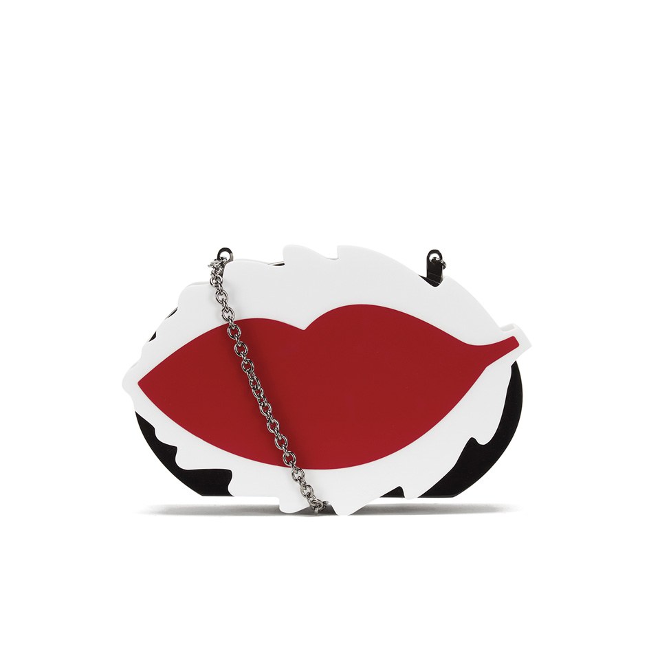 REDValentino Women's Minaudiere Lips Clutch Bag - Black/White/Red