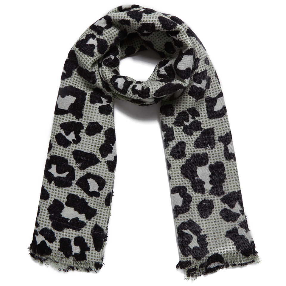 Maison Scotch Women's Lightweight Wool Scarf - Leopard