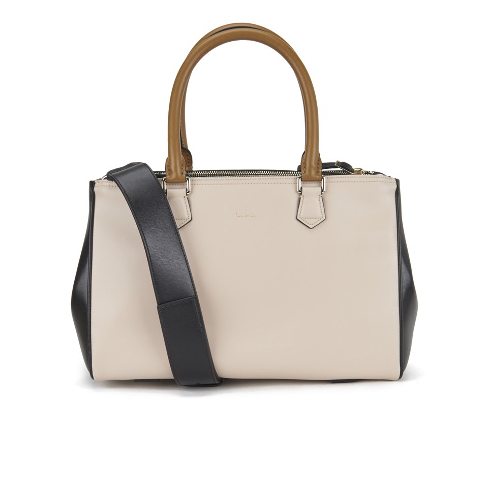 Paul Smith Accessories Women's Small Double Zip Leather Tote Bag - Black/Cream