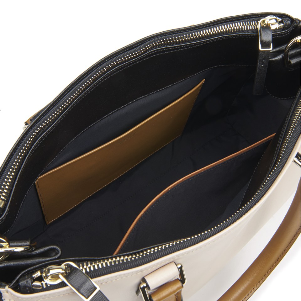 Paul Smith Accessories Women's Small Double Zip Leather Tote Bag - Black/Cream