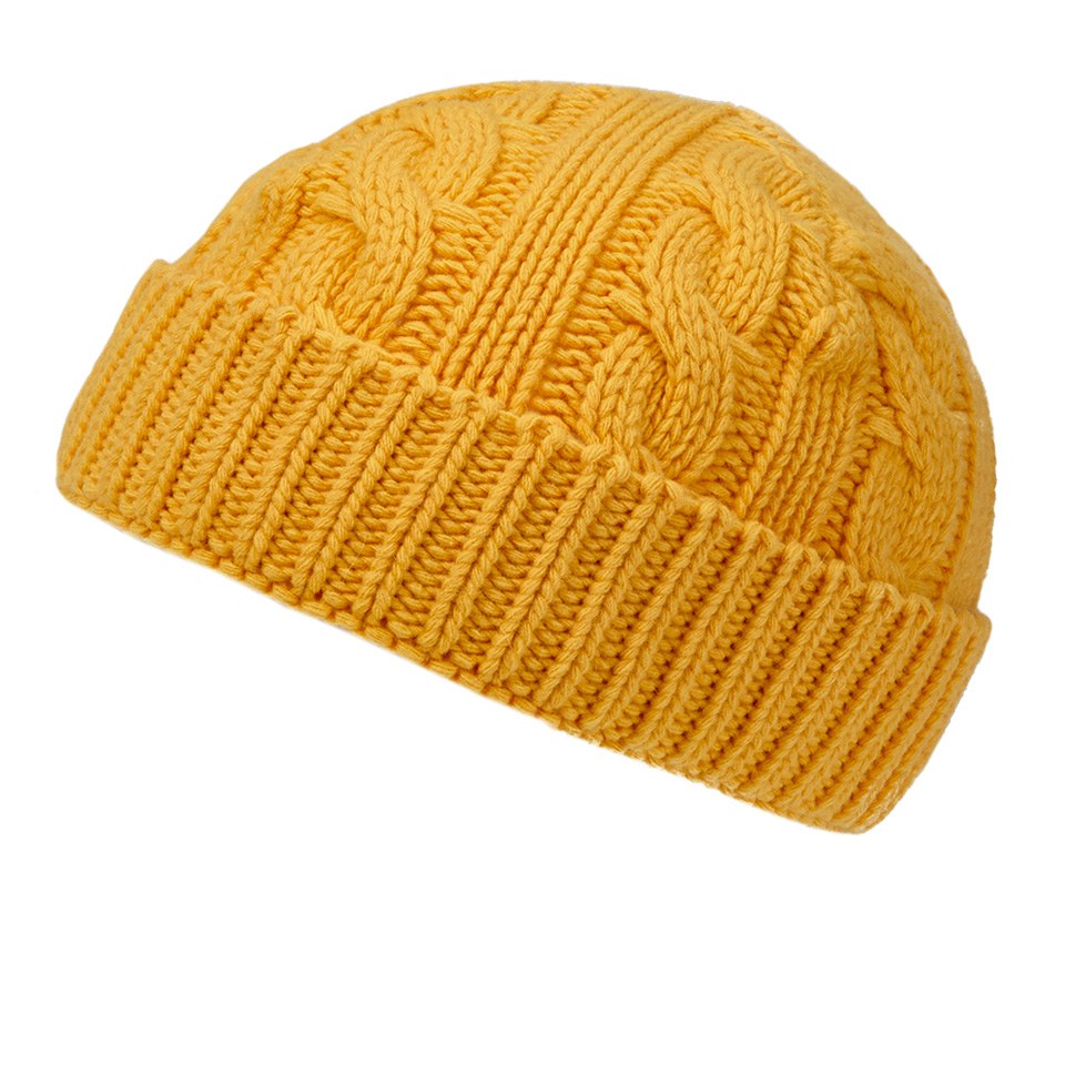 Oliver Spencer Men's Cable Knit Beanie Hat - Yellow