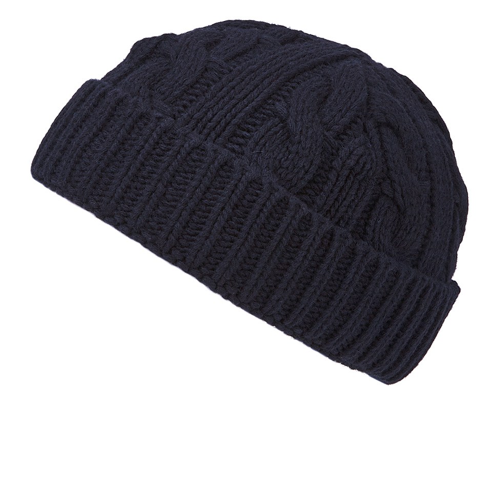 Oliver Spencer Men's Cable Knit Beanie Hat - Navy