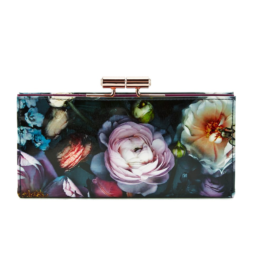 Ted Baker Women s Mawson Shadow Floral Allover Patent Printed Digital Matinee Purse Mid Grey