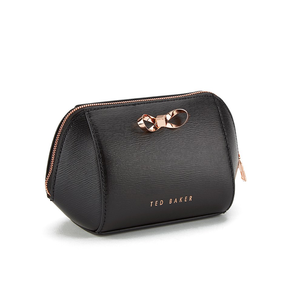 Ted Baker Women's Ammi Crosshatch Metal Bow Small Trapeze Wash Bag - Black