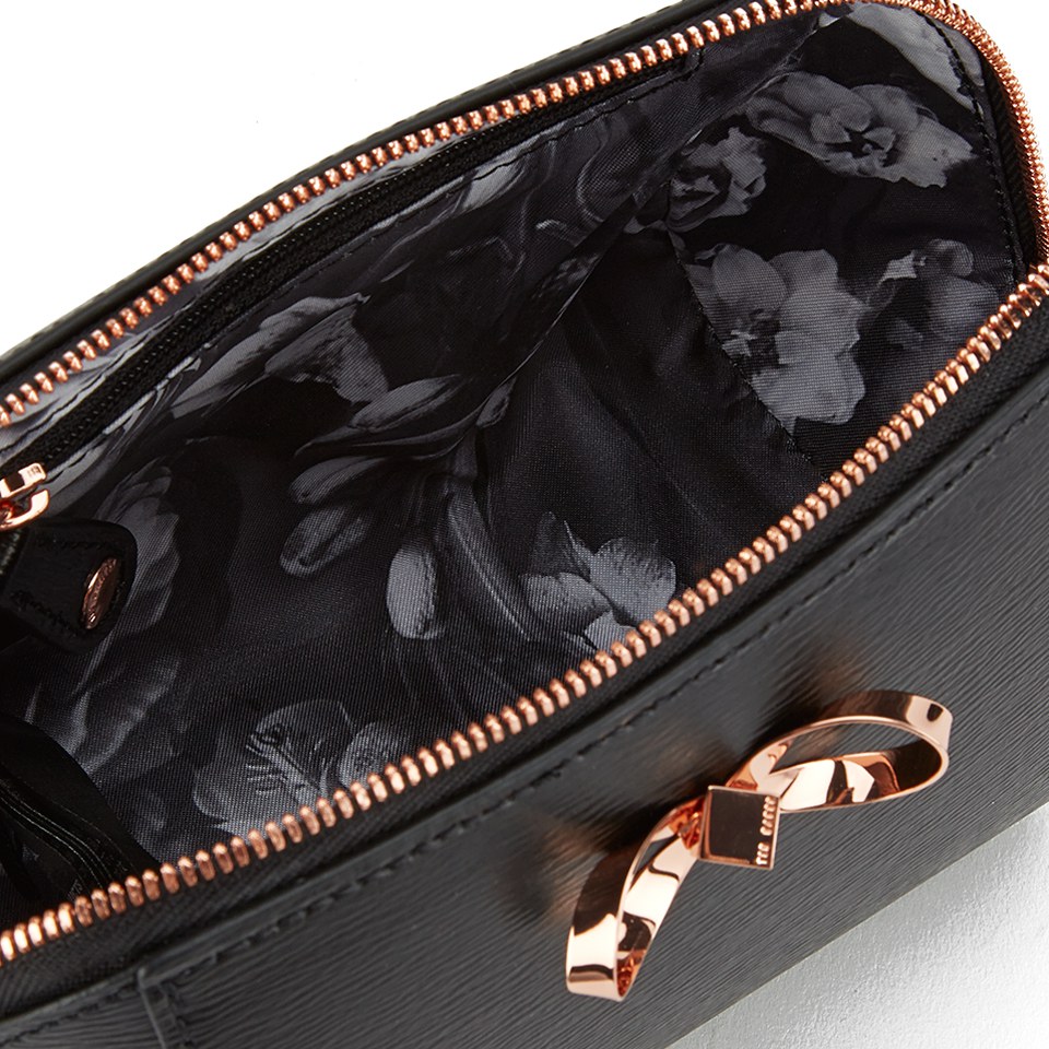 Ted Baker Women's Ammi Crosshatch Metal Bow Small Trapeze Wash Bag - Black