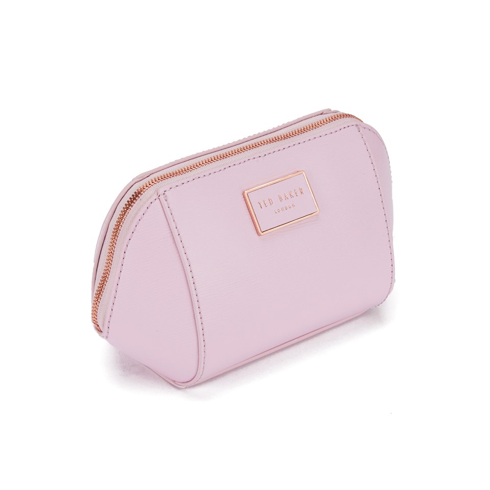 Ted Baker Women's Hool Leather Crosshatch Small Trapeze Wash Bag - Pink