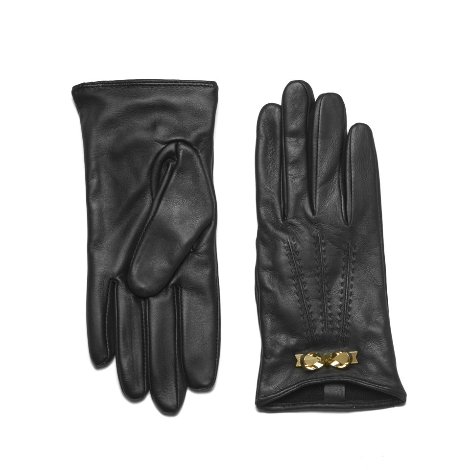 Ted Baker Women's Bowra Metal Bow Leather Gloves - Black - Small/Medium