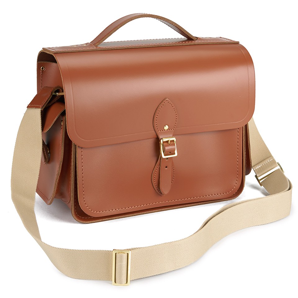 The Cambridge Satchel Company Men's Large Cartridge Bag with Side Pockets - Russet