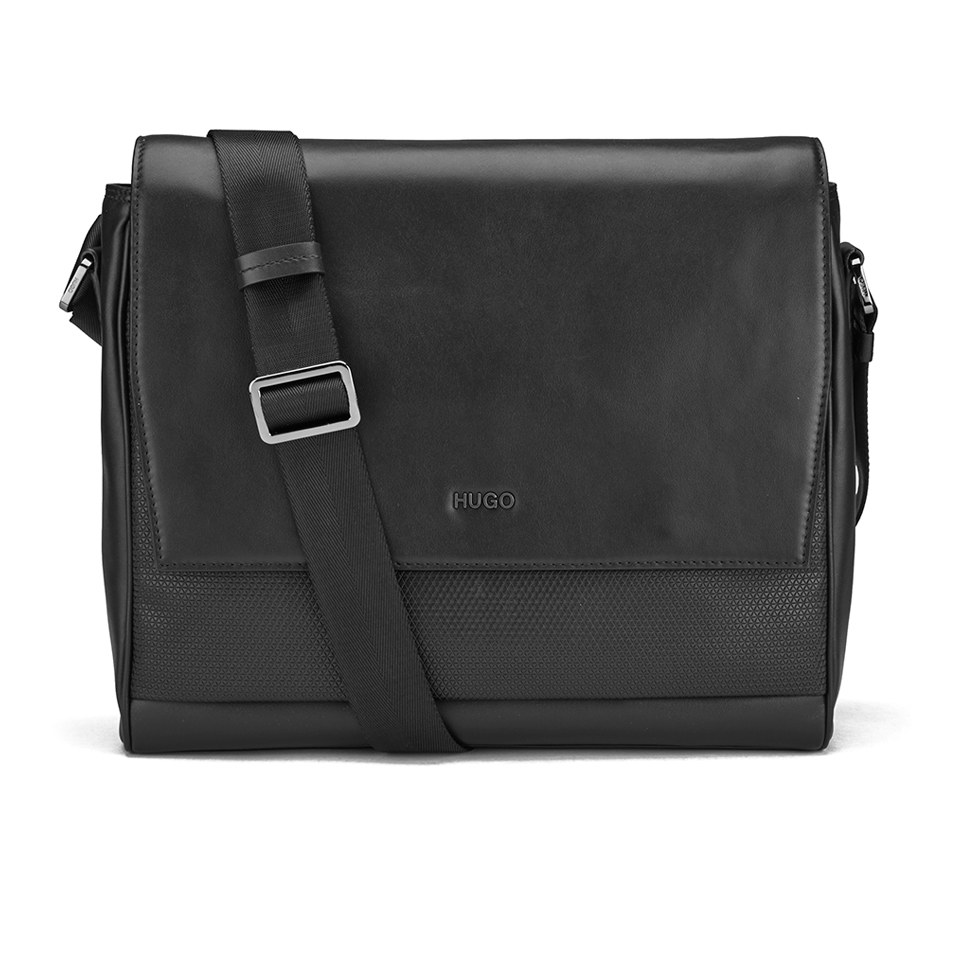 HUGO Men's Perenol Leather Messenger Bag - Black