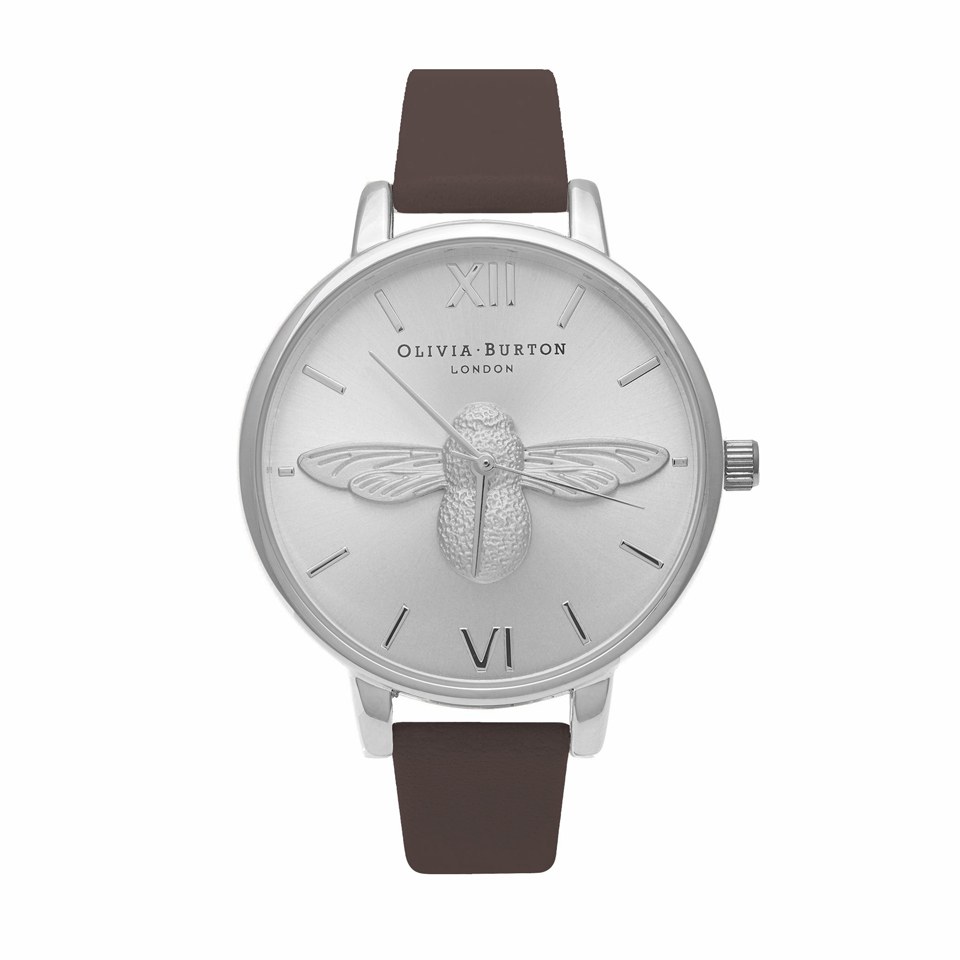 Olivia Burton Women's Moulded Bee Watch - Brown/Silver