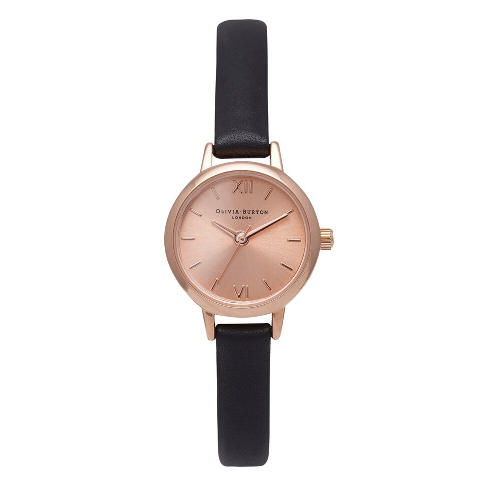 Olivia burton black and rose gold watch on sale
