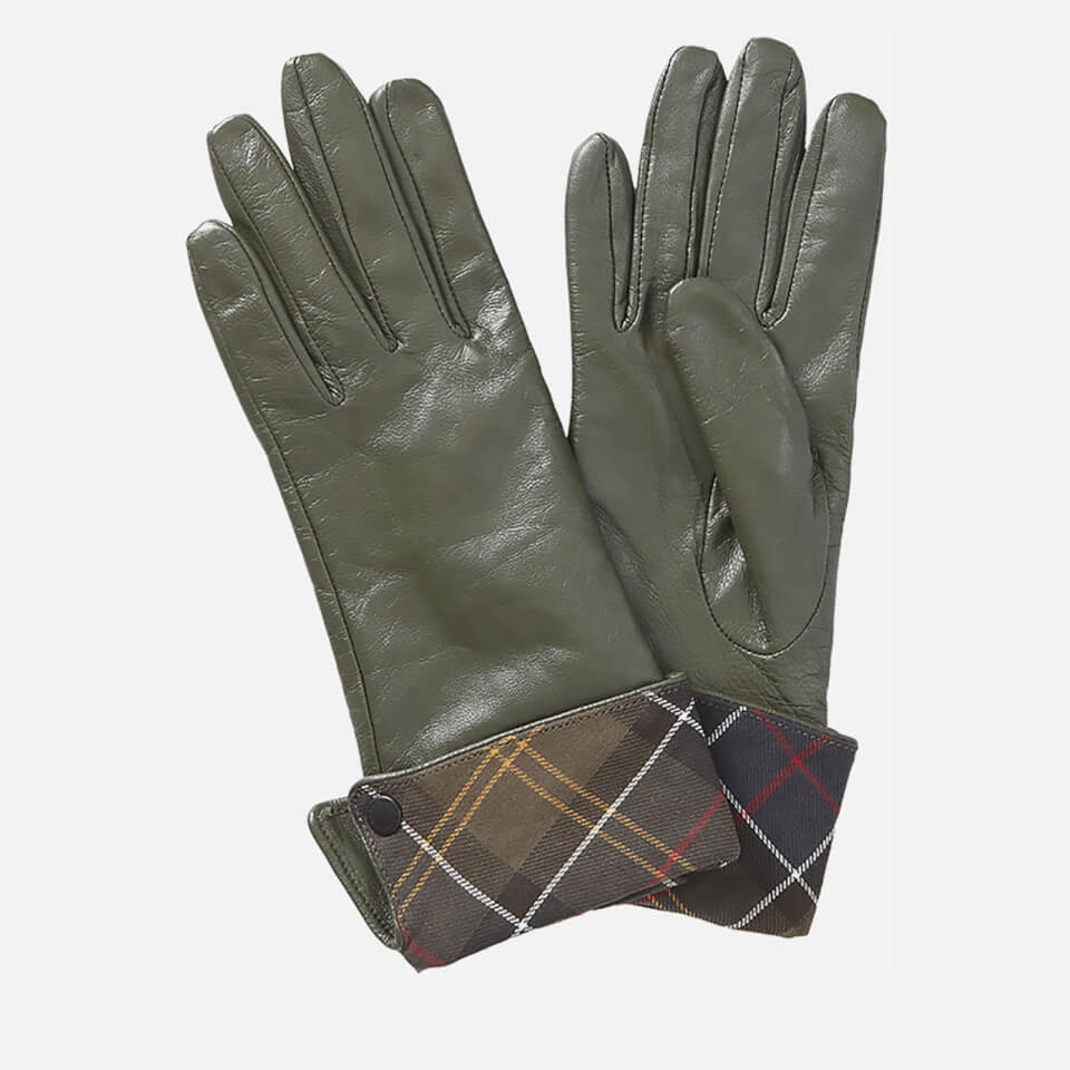 Barbour Women's Lady Jane Leather Gloves - Green - M - Green