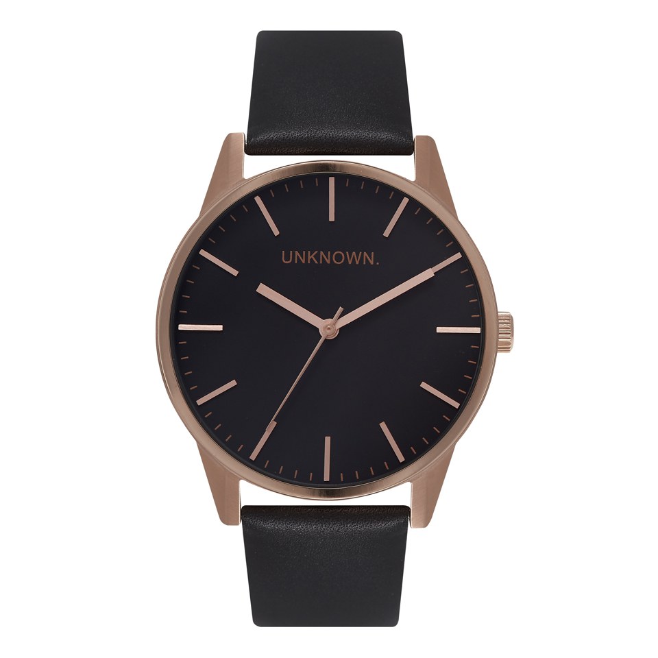 UNKNOWN Men's The Classic Watch - Black Dial/Rose Gold