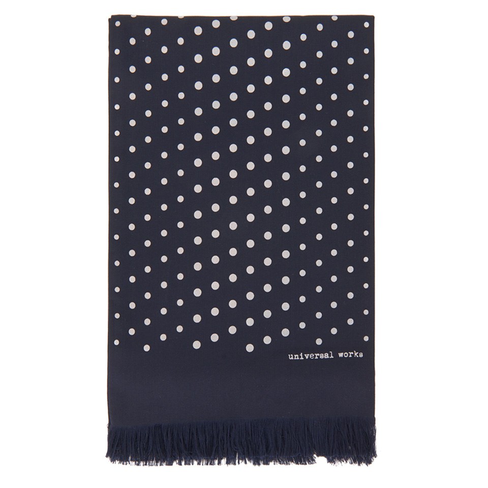 Universal Works Men's Short Dot Rayon Scarf - Navy