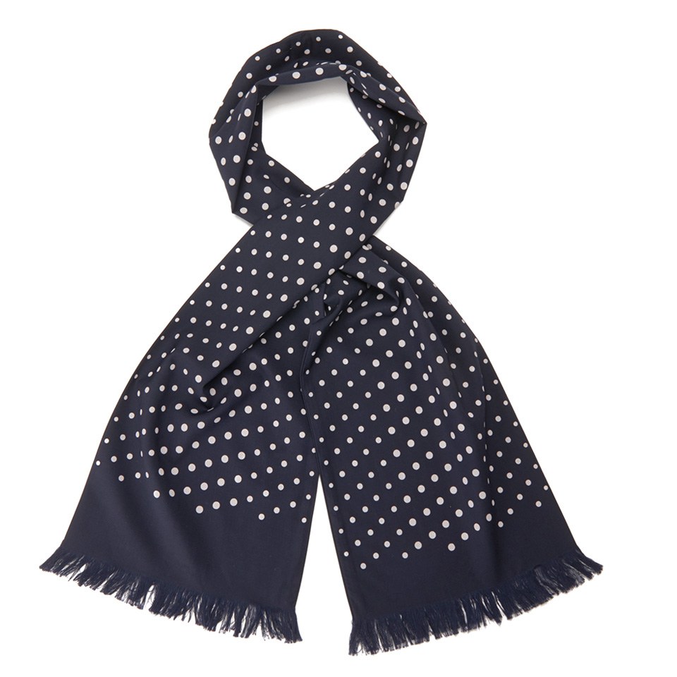 Universal Works Men's Short Dot Rayon Scarf - Navy