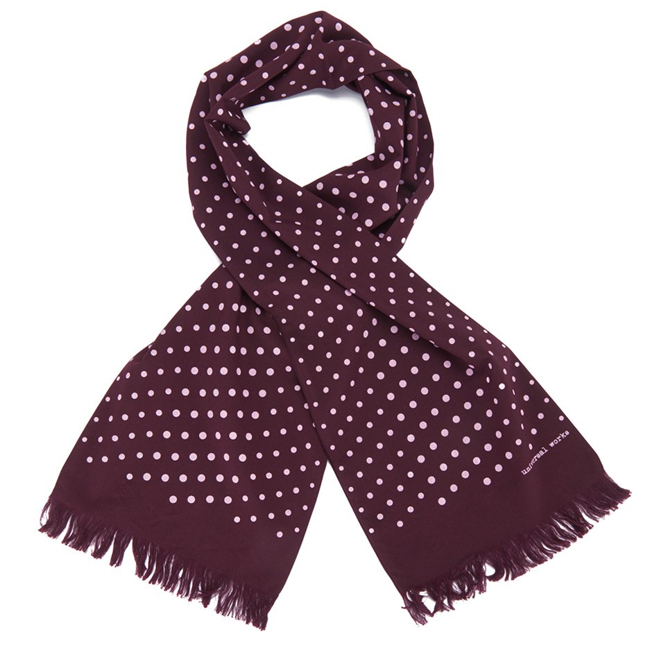 Universal Works Men's Short Dot Rayon Scarf - Port